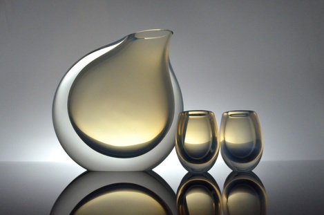 Modern Glass Pitcher Set in Opaline